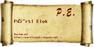 Pártl Elek névjegykártya